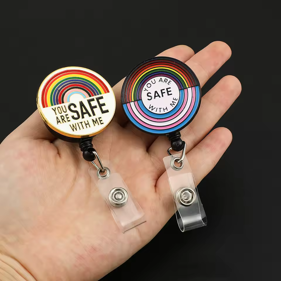 Retractable Rainbow Badge ID Reel – “You Are Safe With Me” 2