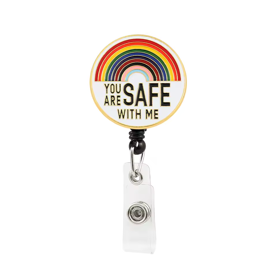 Retractable Rainbow Badge ID Reel – “You Are Safe With Me”