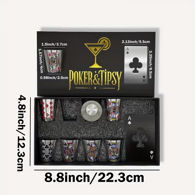 Set Whiskey Glass with Poker Pattern 2