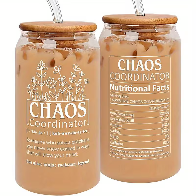 Chaos Coordinator Reusable High-Quality 16oz Glass Cup 3