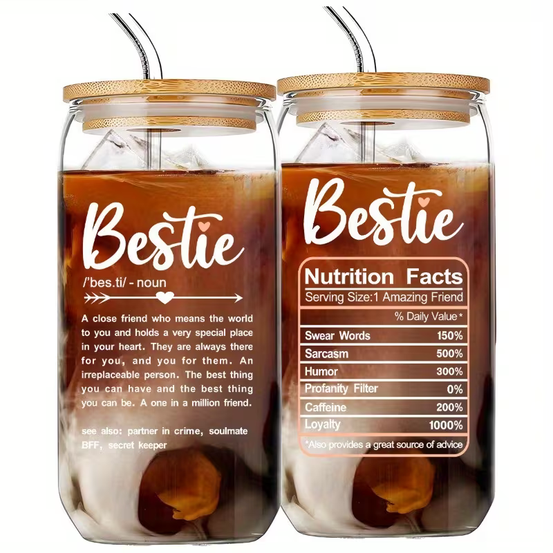 Bestie Reusable High-Quality 16oz Glass Cup 3