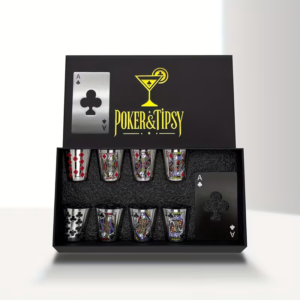 Set Whiskey Glass with Poker Pattern