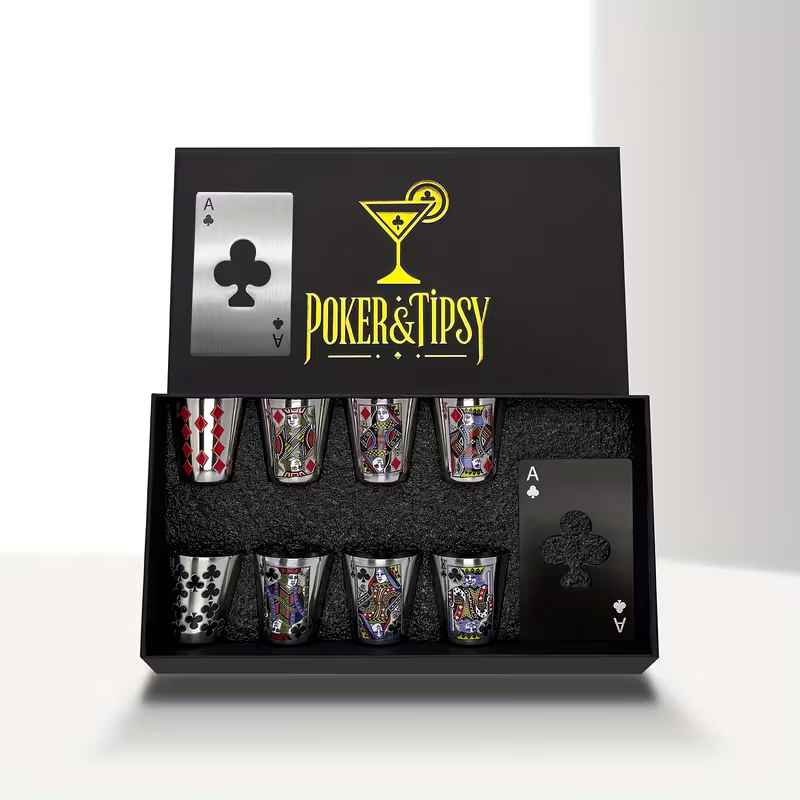 Set Whiskey Glass with Poker Pattern