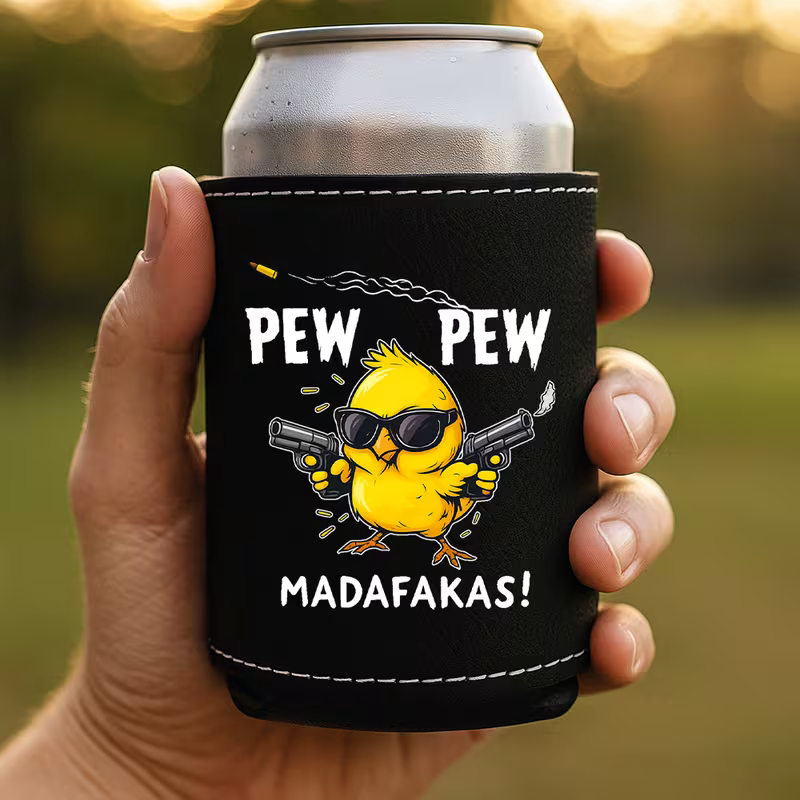 Beer Cozy for Cans Faux Leather