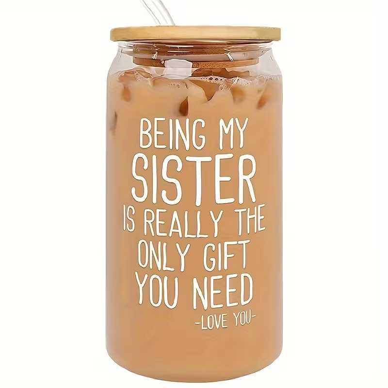 Sisters Reusable High-Quality 16oz Glass Cup